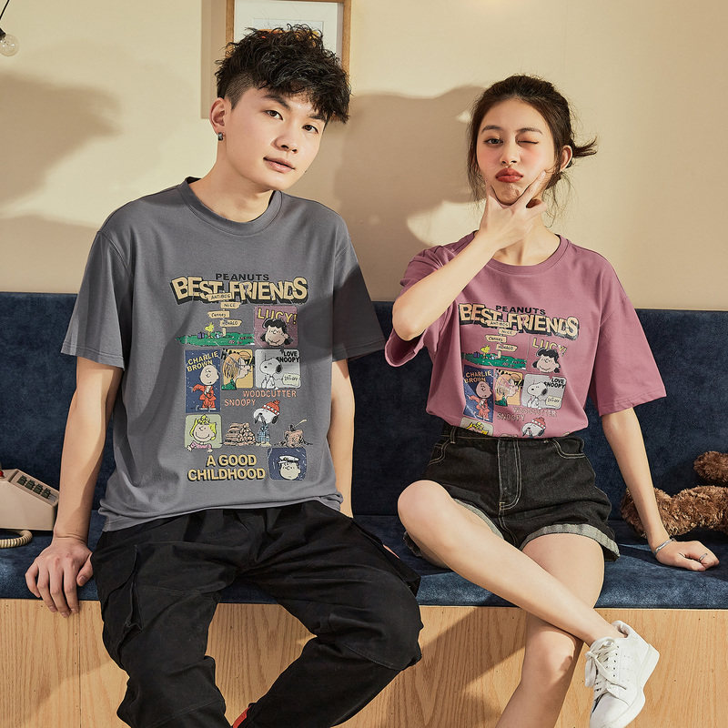 唐狮情侣2021夏新款韩版宽松t恤 唐狮喜之乐T恤