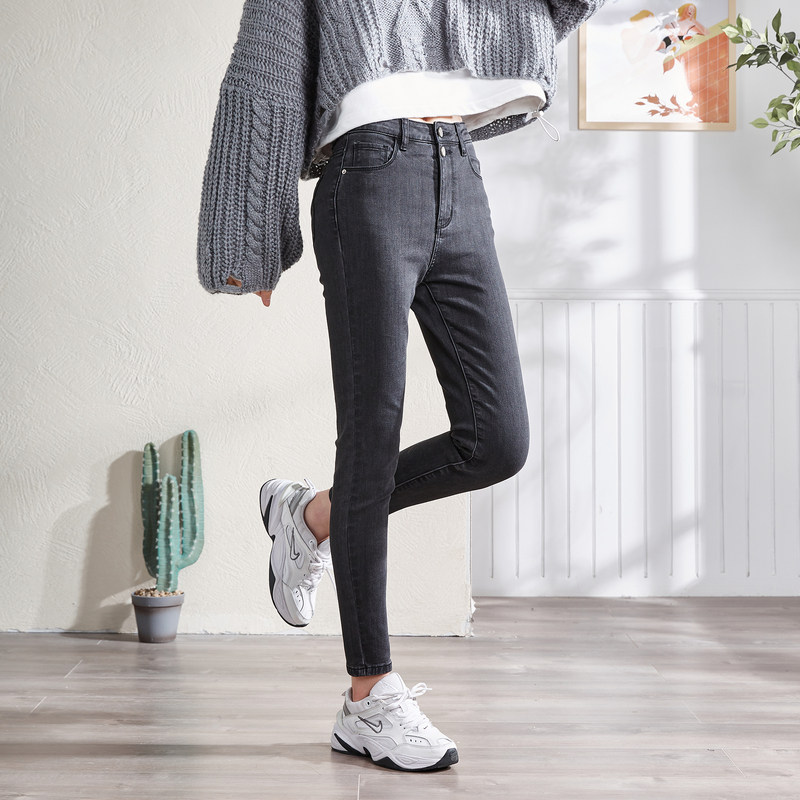 唐狮2021秋冬新款女牛仔潮流裤子 唐狮牛仔裤