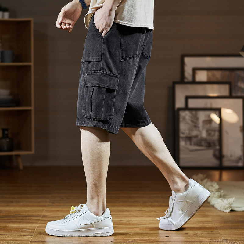 唐狮2020夏季新款牛仔宽松潮中短裤 唐狮天悦牛仔裤