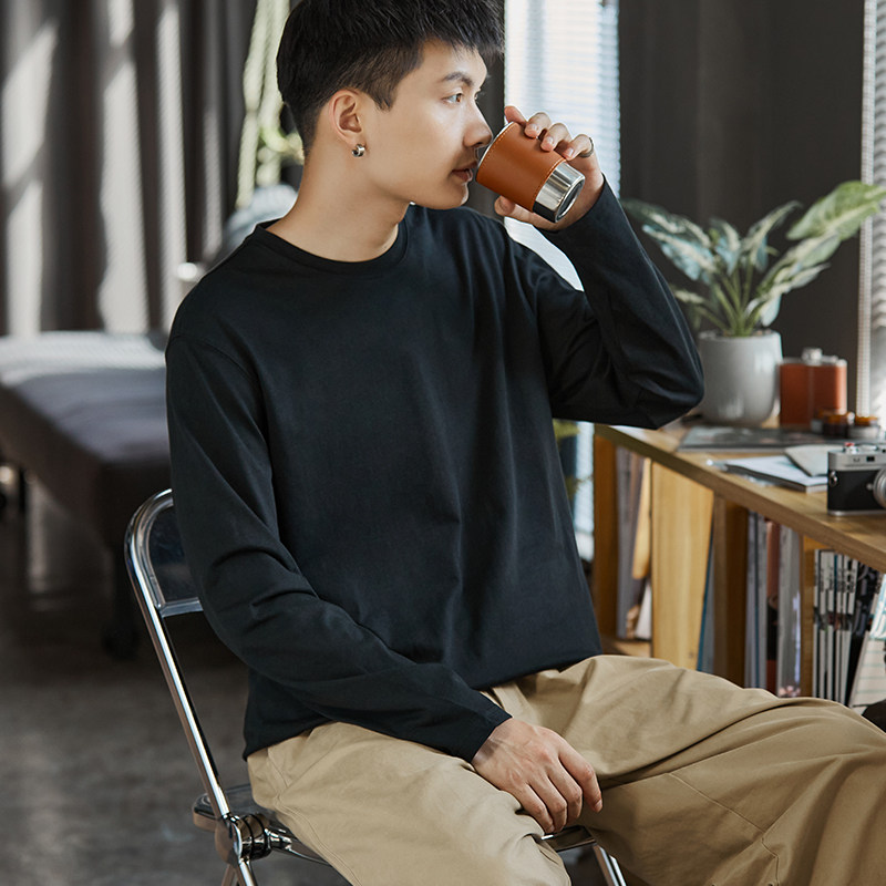 唐狮2023春秋季新款纯色长袖打底衫 唐狮T恤