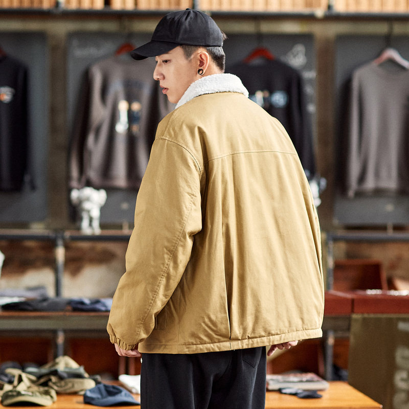 唐狮仿羊羔绒翻领外套男2021秋冬 唐狮喜之乐夹克