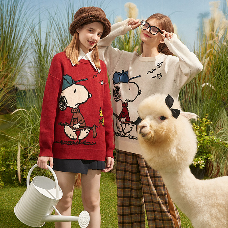 [史努比联名]唐狮2021春秋新款 唐狮喜之乐毛衣