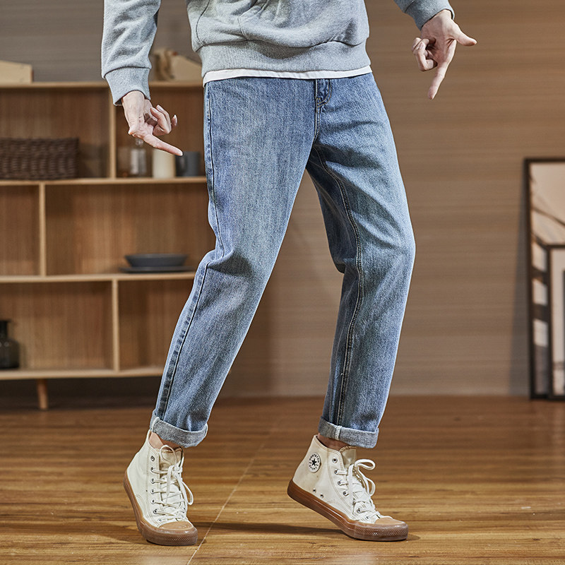 唐狮直筒男士2021秋季新款牛仔裤 唐狮喜之乐牛仔裤