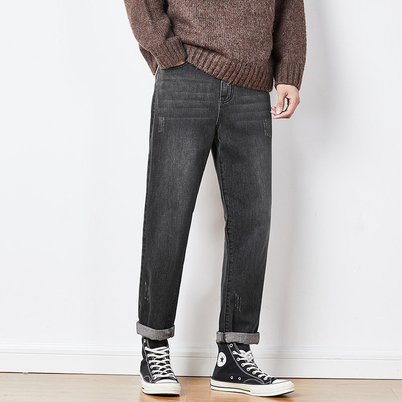 唐狮2020冬季新款直筒潮宽松牛仔裤 唐狮天悦牛仔裤