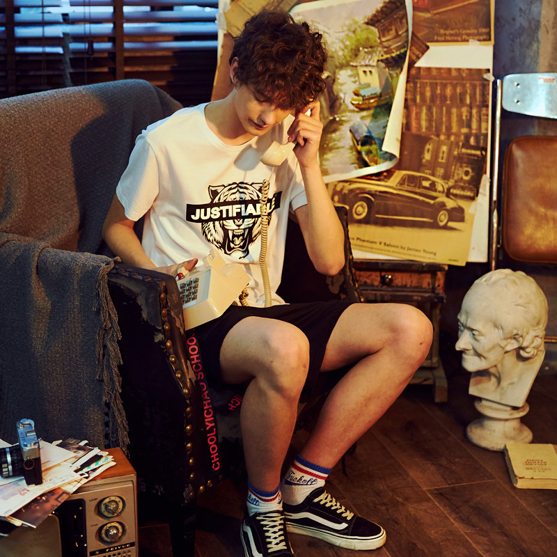 唐狮情侣装短袖夏新款青年圆领t恤 唐狮喜之乐T恤