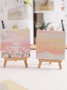 ins风桌面装饰小摆件治愈氛围感油画插画创意家居饰品小画架