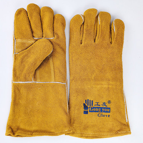 工友隔热加托焊工手套牛皮双层加厚手套船厂电焊手套工友电焊手套 - 图3