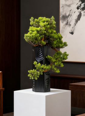 新中式仿真迎客松桌摆玄关盆景