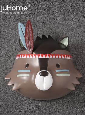 卡通风浣熊树脂儿童房套装摆件