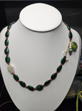 锦绣微光 ‖原创‖ 天然孔雀石巴洛克珍珠项链轻奢高级感锁骨链