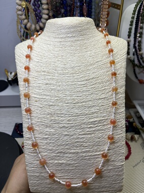 天然石项链女款糖心玛瑙小众设计感约46厘米冬季项链颈链饰品