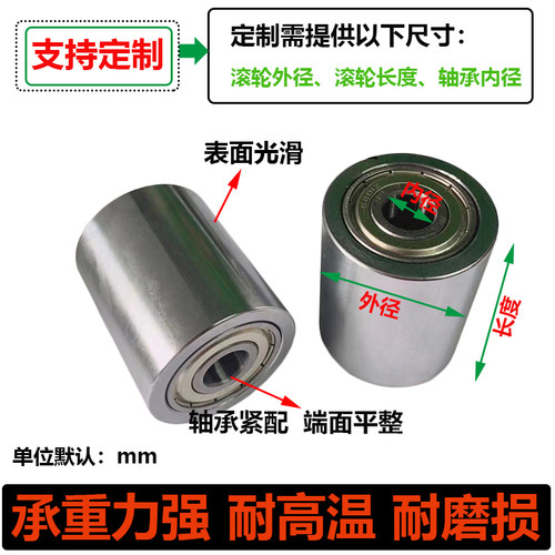 平皮带用惰轮无动力滚筒铁轮双轴承滚轮调偏轮砂带机封箱机从动轮 - 图2
