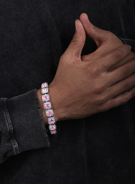 LUXTA粉色满钻手链嘻哈男