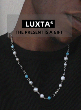 原创珍珠海纹石项链男嘻哈