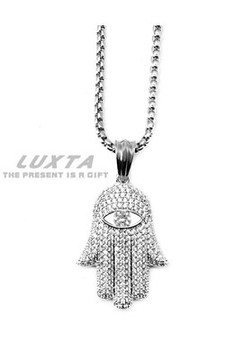 法蒂玛之手镶钻镀金嘻哈吊坠项链