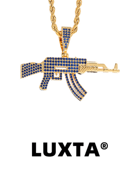LUXTA金色蓝钻手枪吊坠