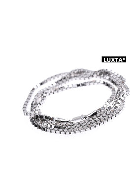 S925银  silver chain 纯银镀白金项链盒子链方形男女银锁骨链潮