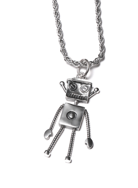 S925ROBOT机器人吊坠潮流项链