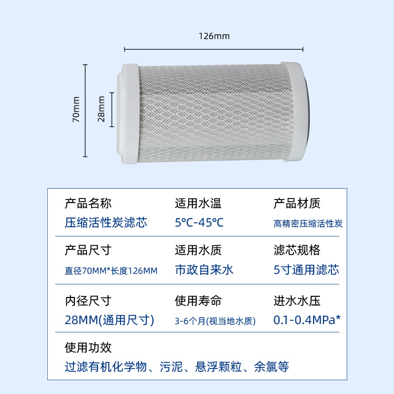 5寸净水器滤芯通用pp棉活性炭滤芯厨房家用五寸三级过滤器滤芯 - 图1