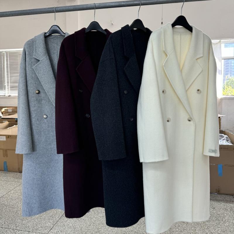 茧型双面羊毛大衣女中长款25年秋新款韩版宽松简约双排扣毛呢外套 - 图1