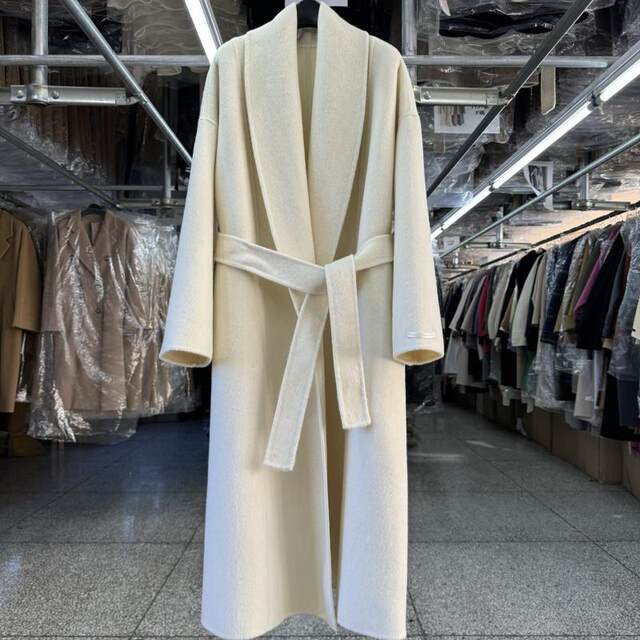 Red lapel double-sided wool coat for women mid-length 25 autumn and winter new style loose simple temperament woolen coat