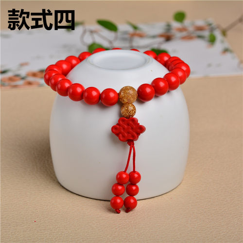 朱砂貔貅手链 中国红女士单圈手链招财转运简约单圈手串护身礼品 - 图1