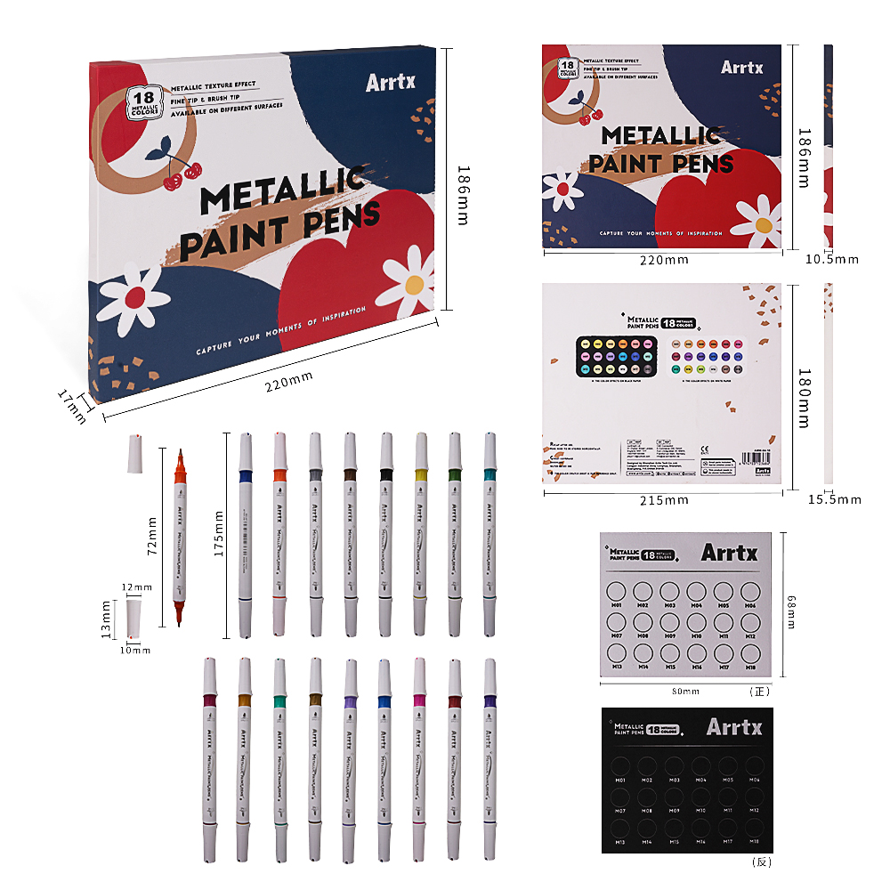 Arrtx阿泰诗丙烯马克笔软头金属色软笔防水手绘diy涂鸦绘画颜料 - 图3