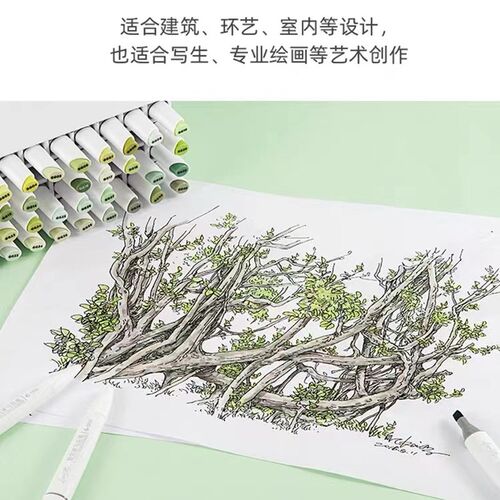 STA斯塔马克笔夏克梁套装全套200色双头油性酒精景观园林动漫手绘 - 图3