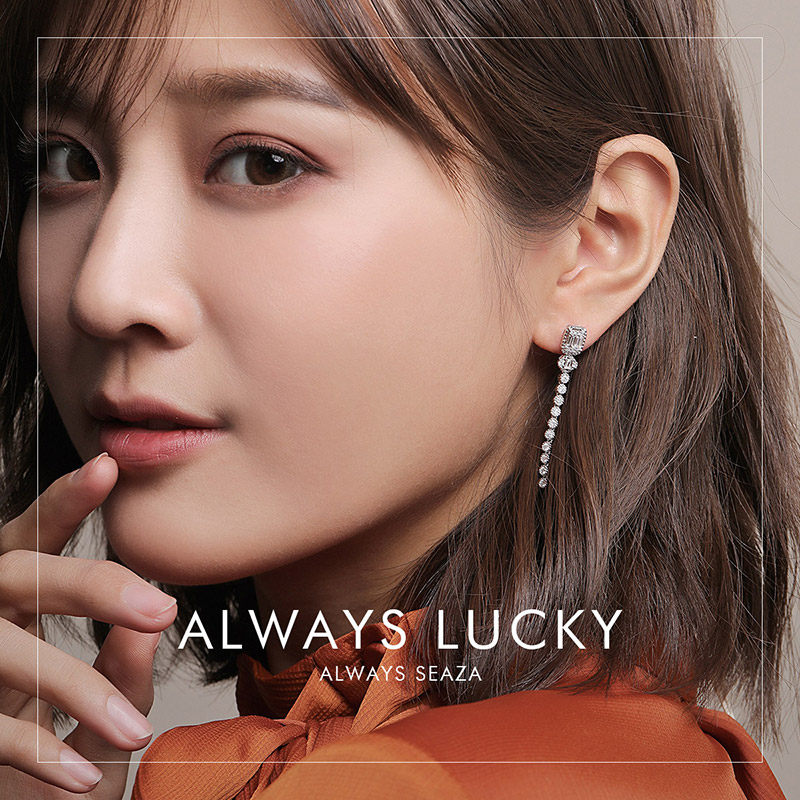 喜钻18k金钻石女t方钻石气质耳环 喜钻深圳耳饰