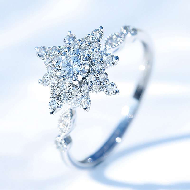 喜钻白18k金女豪华群镶显钻钻戒 喜钻深圳手饰