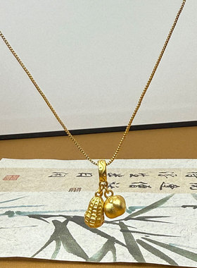 金花生吊坠项链女复古轻奢吉祥如意好柿发生锁骨链高级感吊饰配件