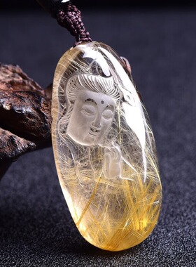 金发晶观音吊坠男款项链