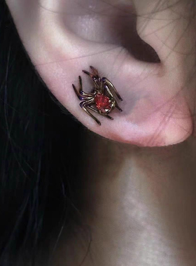 哥特锆石蜘蛛耳钉小众设计甜酷风