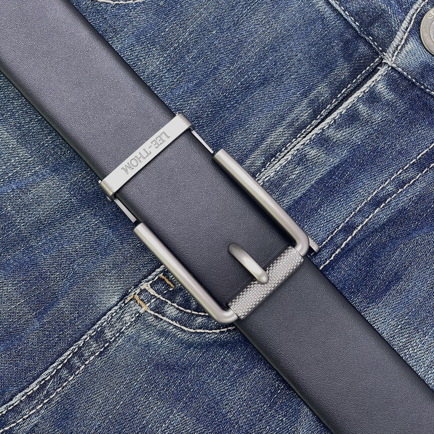 LEE-THOM男士自动扣皮带中年轻人头层牛皮商务休闲加长男款裤腰带