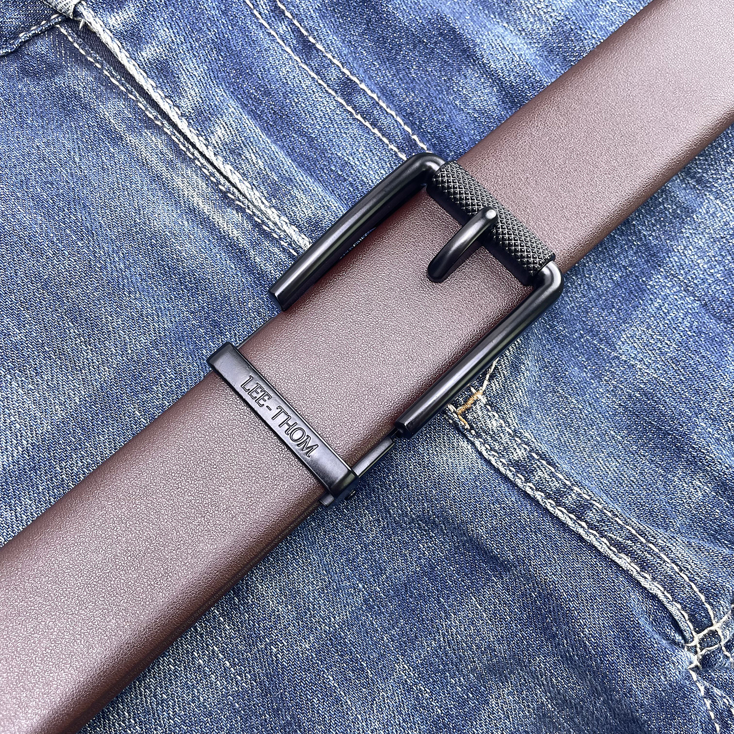 LEE-THOM男士自动扣皮带中年轻人头层牛皮商务休闲加长男款裤腰带