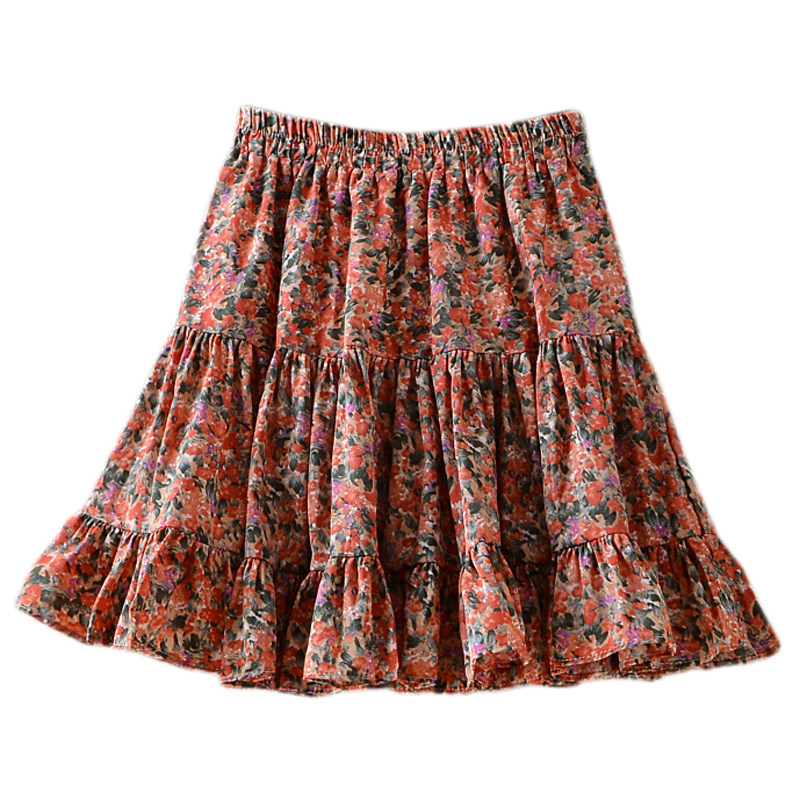 春夏碎花色雪纺短裙女松紧腰印花荷叶边蓬蓬高腰防走光裤裙半身裙,淘宝优惠券,粉丝福利购,淘宝优惠卷