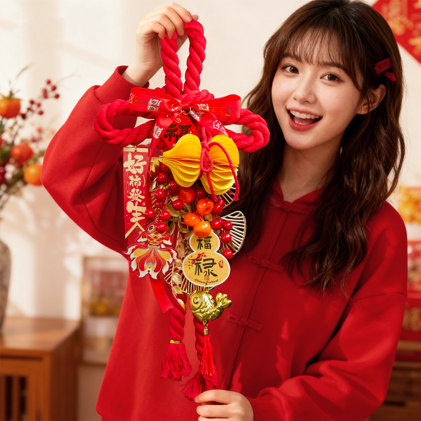 2026马年新款万字结门挂发财果挂件春节装饰品布置房间中国结挂饰,淘宝优惠券,粉丝福利购,淘宝优惠卷