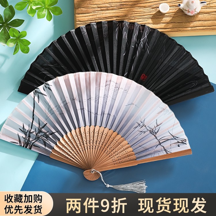 折扇中国风女式古风流苏扇子儿童古代汉服旗袍中式随身便携折叠扇_虎窝淘