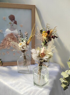 迷你干花花束小干花干花瓶插花家居装饰店铺装饰干花相框图案摆设