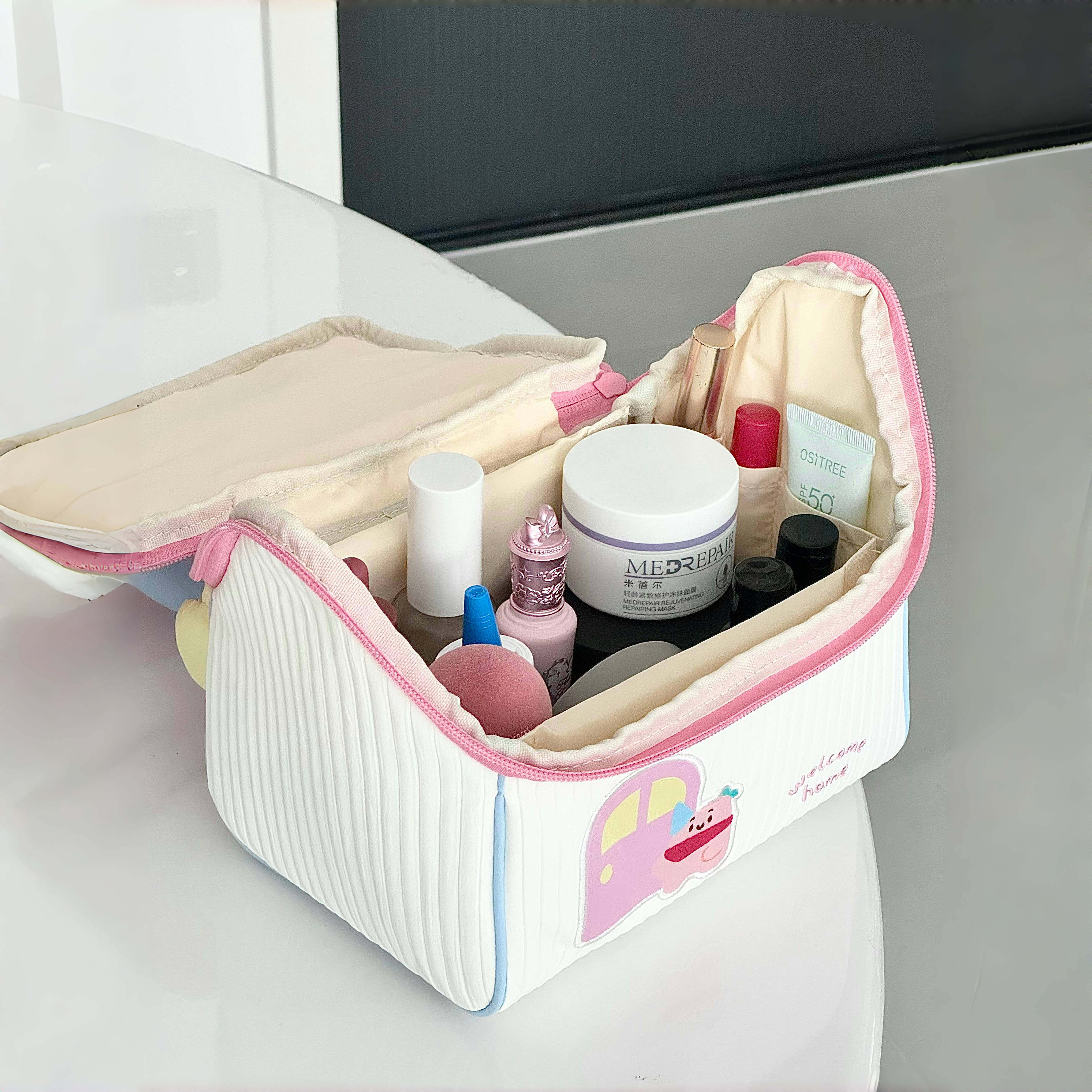 2025新款可爱小房子化妆包女大容量便携旅行洗漱品手提分区收纳袋,淘宝优惠券,粉丝福利购,淘宝优惠卷