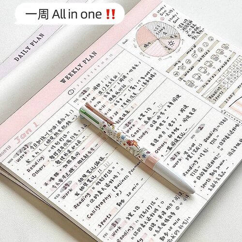 weeks计划拍纸本初高中生横版可撕无粘性周规划打卡日程记事便签 - 图0