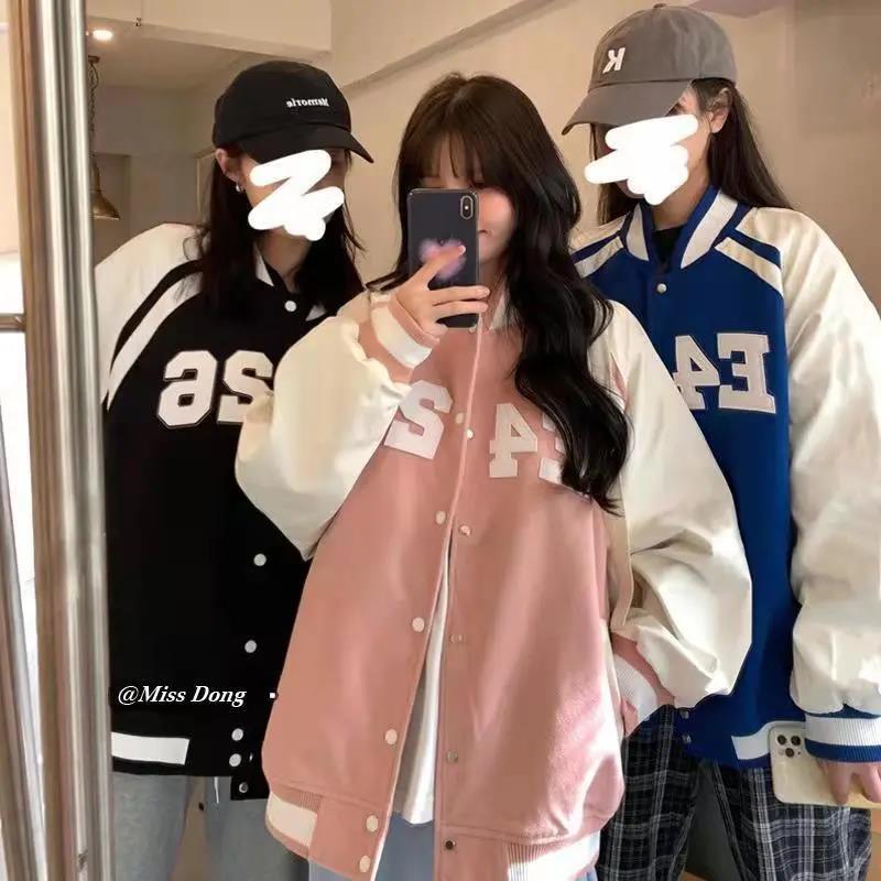 美式hiphop薄款棒球服女ins潮春秋韩版宽松百搭bf慵懒风外套上衣-图3