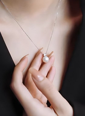 韩系复古钛钢珍珠项链