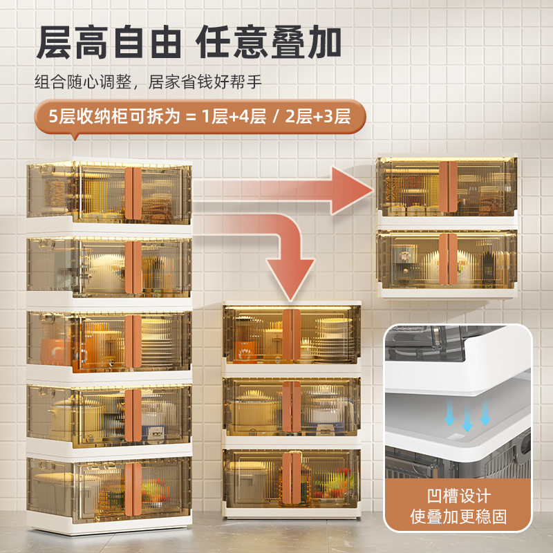 厨房置物架宝宝辅食餐具收纳柜家用橱柜碗筷碟盘锅具微波炉置物柜