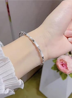 竹节手镯女年轻款竹报平安足手环送女友情人节生日礼物ins高级感