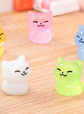 夜光小橘猫微景观卡通动物摆件桌面家居装饰品