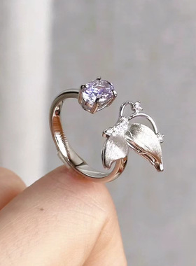 百搭戒指，项链银，紫水晶轻奢