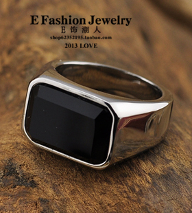 时尚教义韩版饰品男士戒指黑玛瑙