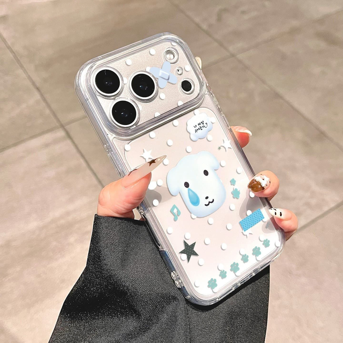 Polka dot crying puppy is suitable for Apple 17promax mobile phone case 14 15 16 soft case 13pro fine hole XS