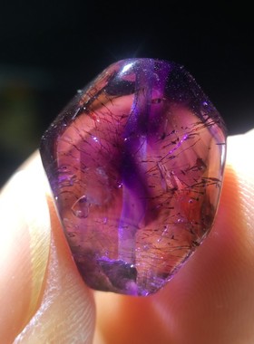 情侣超七紫发晶水胆随形吊坠手链